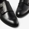 Finnion Monkstrap Black Brush off Leather Monk Strap Shoes