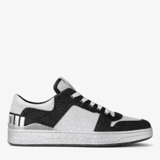 Florent M Black Glitter Fabric Trainers