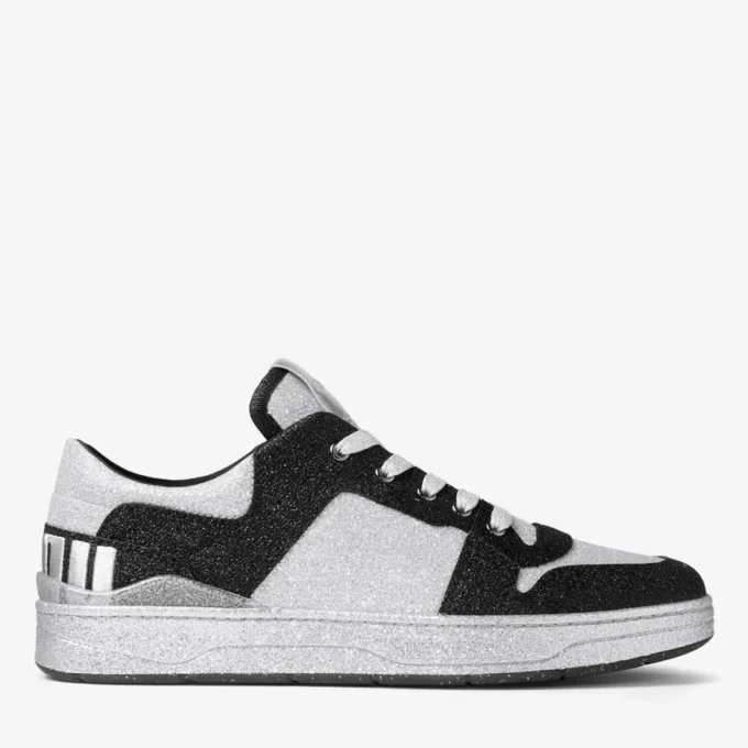 Florent M Black Glitter Fabric Trainers