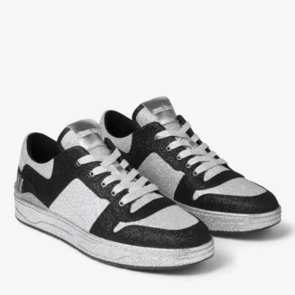 Florent M Black Glitter Fabric Trainers