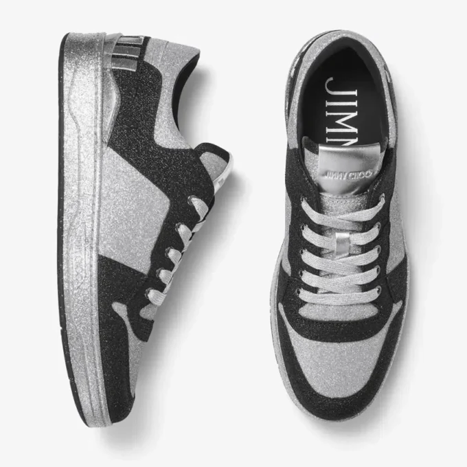 Florent M Black Glitter Fabric Trainers
