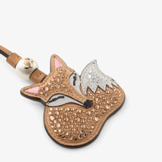 Fox Charm Toffee Suede Fox Charm with Crystal Hotfix