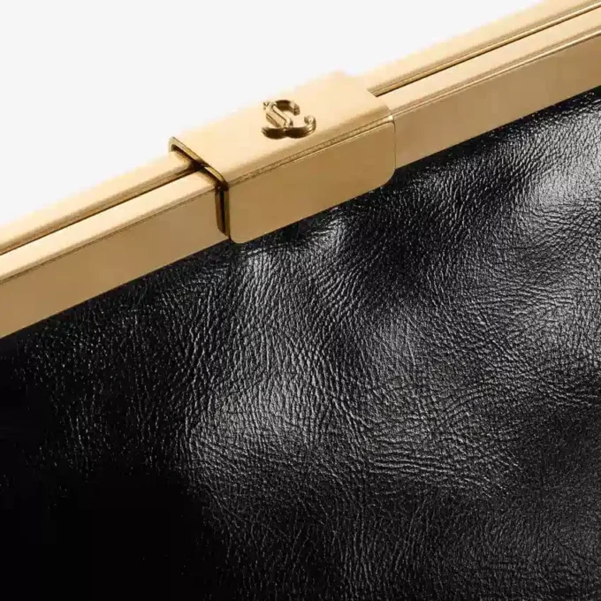 Ganache Black Biker Leather Clutch Bag