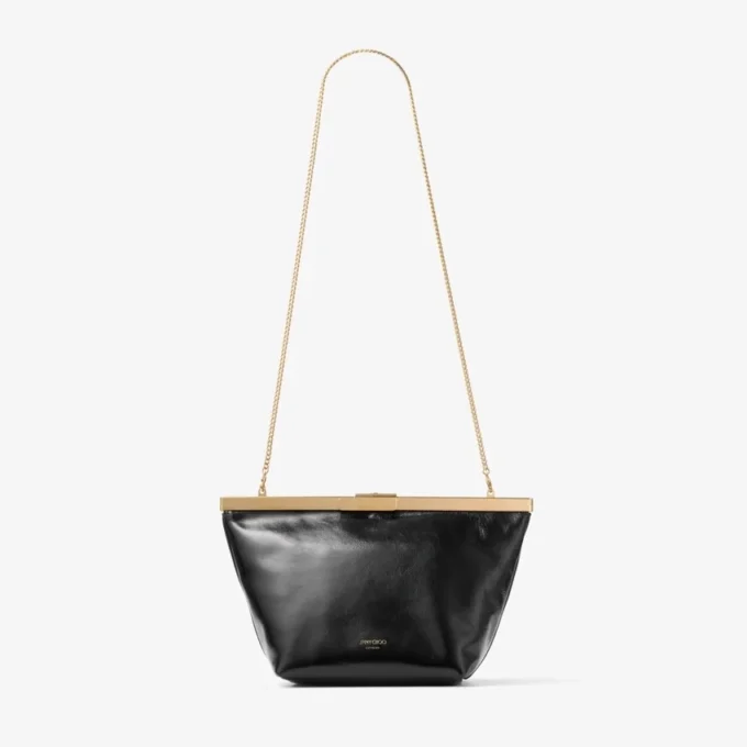 Ganache Black Biker Leather Clutch Bag