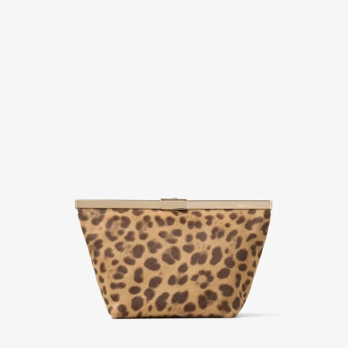Ganache Natural Leopard Print Pony Clutch Bag