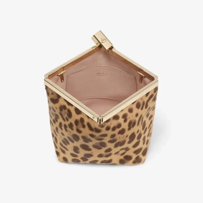 Ganache Natural Leopard Print Pony Clutch Bag