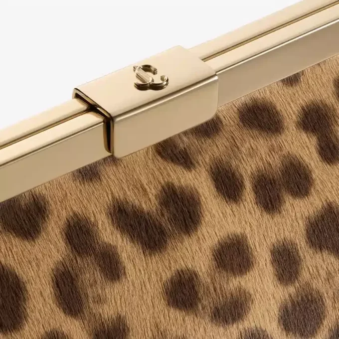 Ganache Natural Leopard Print Pony Clutch Bag