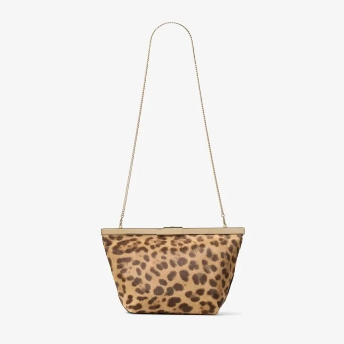 Ganache Natural Leopard Print Pony Clutch Bag