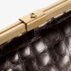 Ganache Sambuco Shiny Croc Embossed Leather Clutch Bag