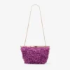 Ganache Violet Orchid Satin Clutch Bag with Petal Embroidery