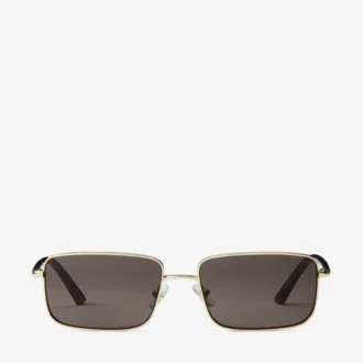 Gavin Pale Gold and Dark Brown Metal Rectangular Sunglasses