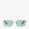 Gavin Pale Gold and Green Metal Rectangular Sunglasses