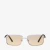 Gavin Silver and Light Yellow Metal Rectangular Sunglasses