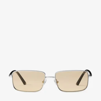 Gavin Silver and Light Yellow Metal Rectangular Sunglasses
