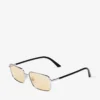 Gavin Silver and Light Yellow Metal Rectangular Sunglasses