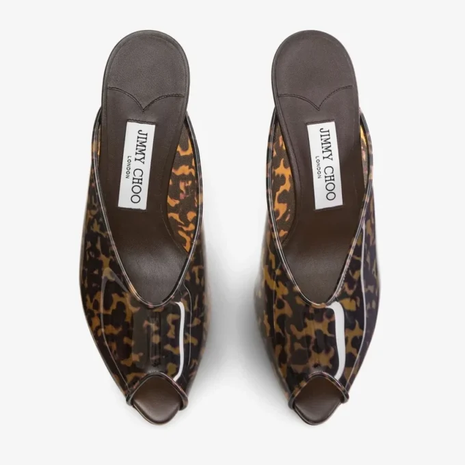 Glace Mule 80 Amber and Brown Mix Tortoiseshell Tpu Sandals with Plexy Wedge