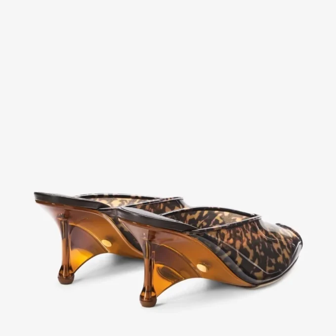 Glace Mule 80 Amber and Brown Mix Tortoiseshell Tpu Sandals with Plexy Wedge