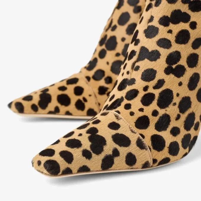 Gloria Knee High Boot 85 Natural Cheetah Print Pony Leather Knee High Boots