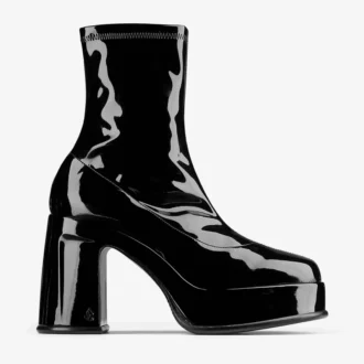 Hadi Ankle Boot 100 Black Stretch Patent Fabric Ankle Boots