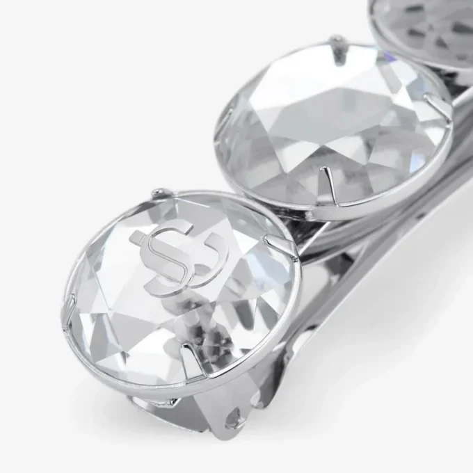 Hair Barrette Silver-Finish Crystal Hair Barrette