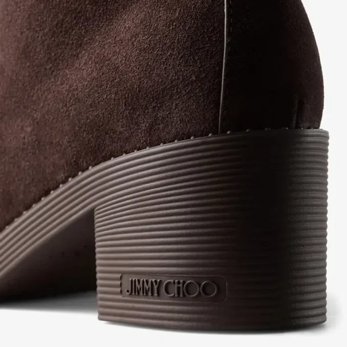Hali Ankle Boot 60 Chocolate Velvet Suede Ankle Boot with Shearling