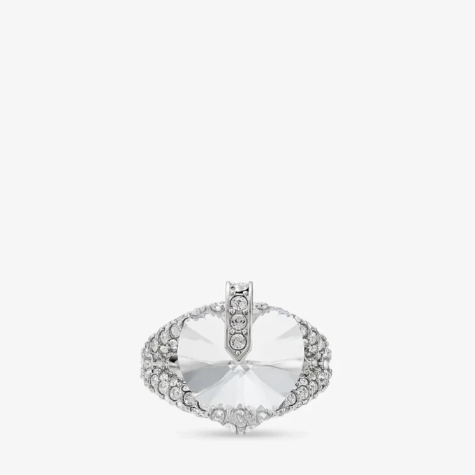 Heart Double Ring Silver-Finish Heart Double Ring with Crystals