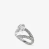 Heart Double Ring Silver-Finish Heart Double Ring with Crystals