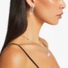 Heart Hoops Silver-Finish Heart Hoop Earrings with Crystals