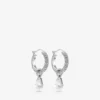 Heart Hoops Silver-Finish Heart Hoop Earrings with Crystals