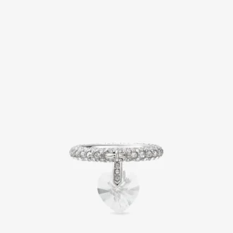 Heart Ring Silver-Finish Heart Ring with Crystals
