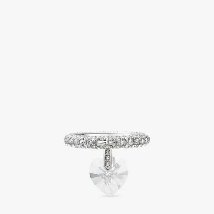 Heart Ring Silver-Finish Heart Ring with Crystals
