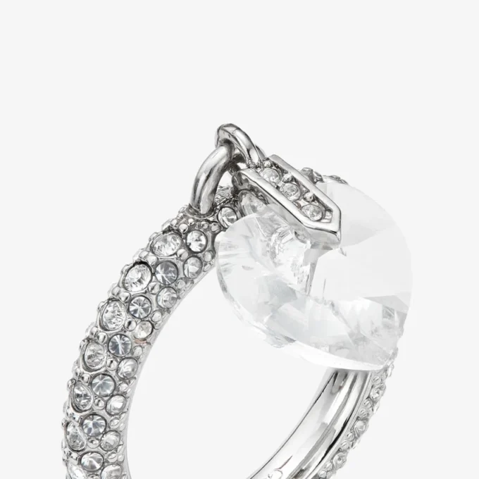 Heart Ring Silver-Finish Heart Ring with Crystals