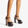Heloise 120 Black Nappa Leather Platform Sandals