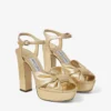 Heloise 120 Gold Metallic Nappa Leather Platform Sandals