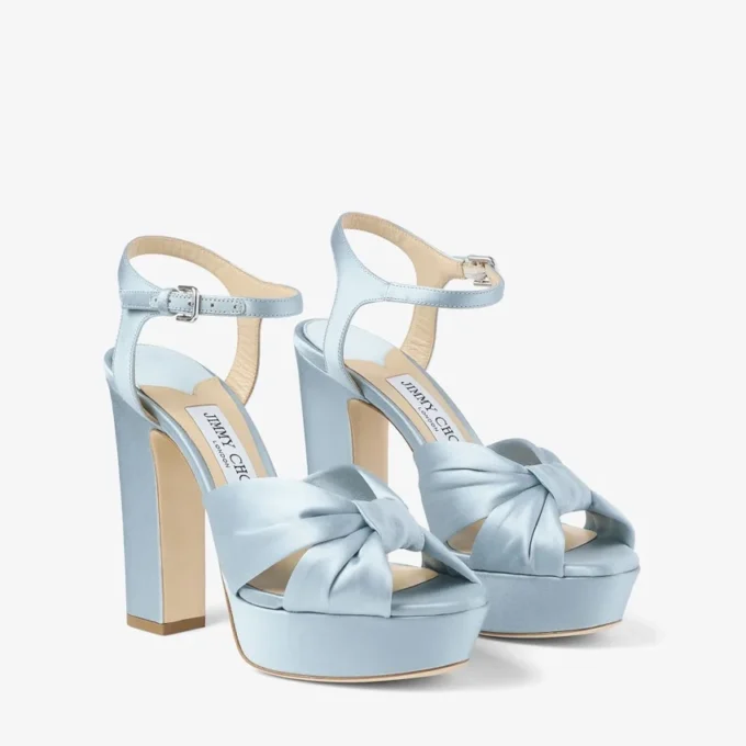 Heloise 120 Ice Blue Satin Platform Sandals