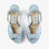 Heloise 120 Ice Blue Satin Platform Sandals