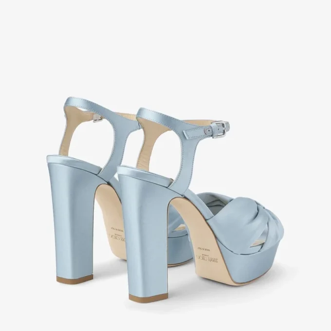 Heloise 120 Ice Blue Satin Platform Sandals