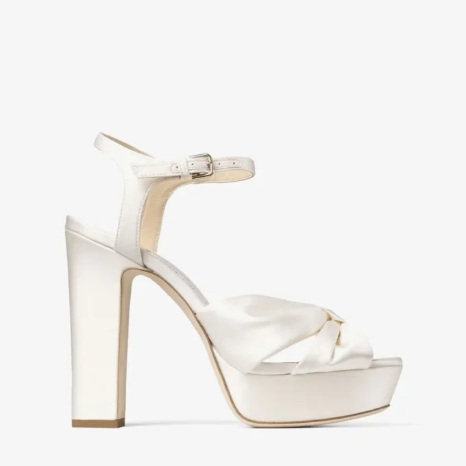 Heloise 120 Ivory Satin Platform Sandals