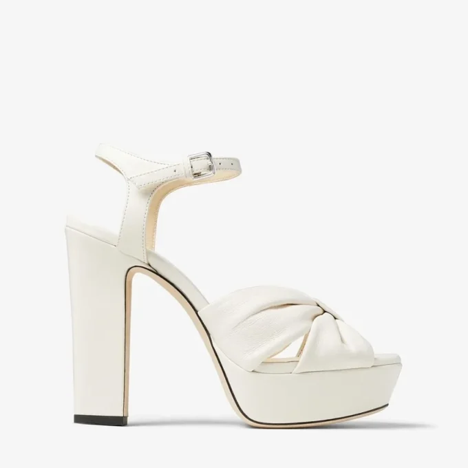 Heloise 120 Latte Nappa Leather Platform Sandals