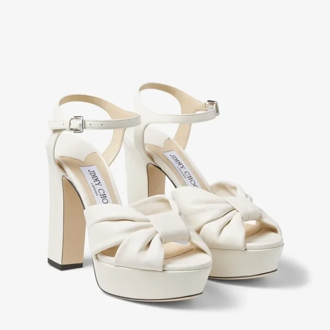 Heloise 120 Latte Nappa Leather Platform Sandals