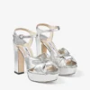 Heloise 120 Silver Metallic Nappa Leather Platform Sandals