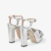 Heloise 120 Silver Metallic Nappa Leather Platform Sandals
