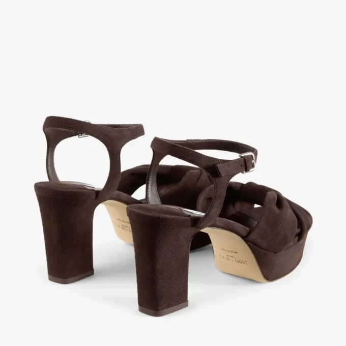 Heloise 80 Chocolate Suede Platform Sandals