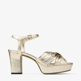 Heloise 80 Gold Vintage Metallic Leather Platform Sandals