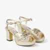 Heloise 80 Gold Vintage Metallic Leather Platform Sandals
