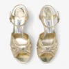 Heloise 80 Gold Vintage Metallic Leather Platform Sandals