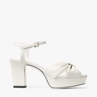 Heloise 80 Latte Nappa Leather Platform Sandals