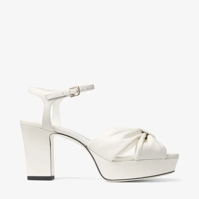 Heloise 80 Latte Nappa Leather Platform Sandals