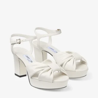Heloise 80 Latte Nappa Leather Platform Sandals