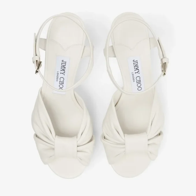 Heloise 80 Latte Nappa Leather Platform Sandals